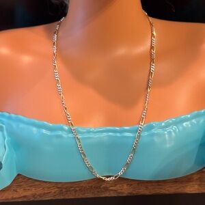 Danecraft two tone 925 Sterling Silver and Gold Plated Figaro Chain Necklace